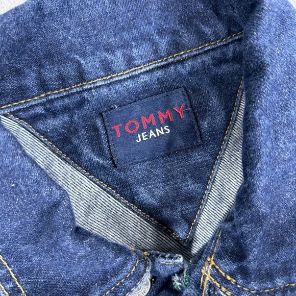 Vintage Tommy Jeans Jacket Mens Medium Blue Denim Trucker Jean Rinse Wash 90s
